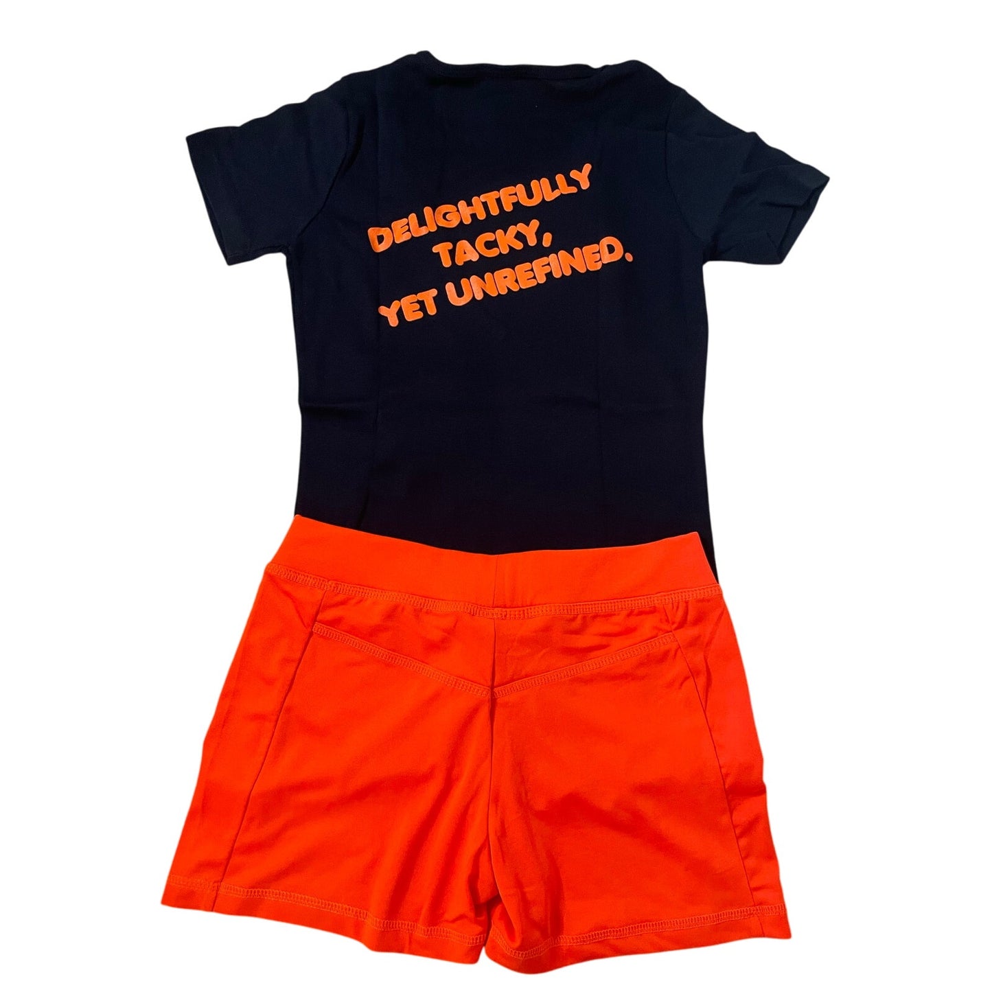 New Women’s Hooters Girl Uniform V-Neck t-shirt Shorts Scrunchie Socks & Pantyhose Size Xxs/Xxxs