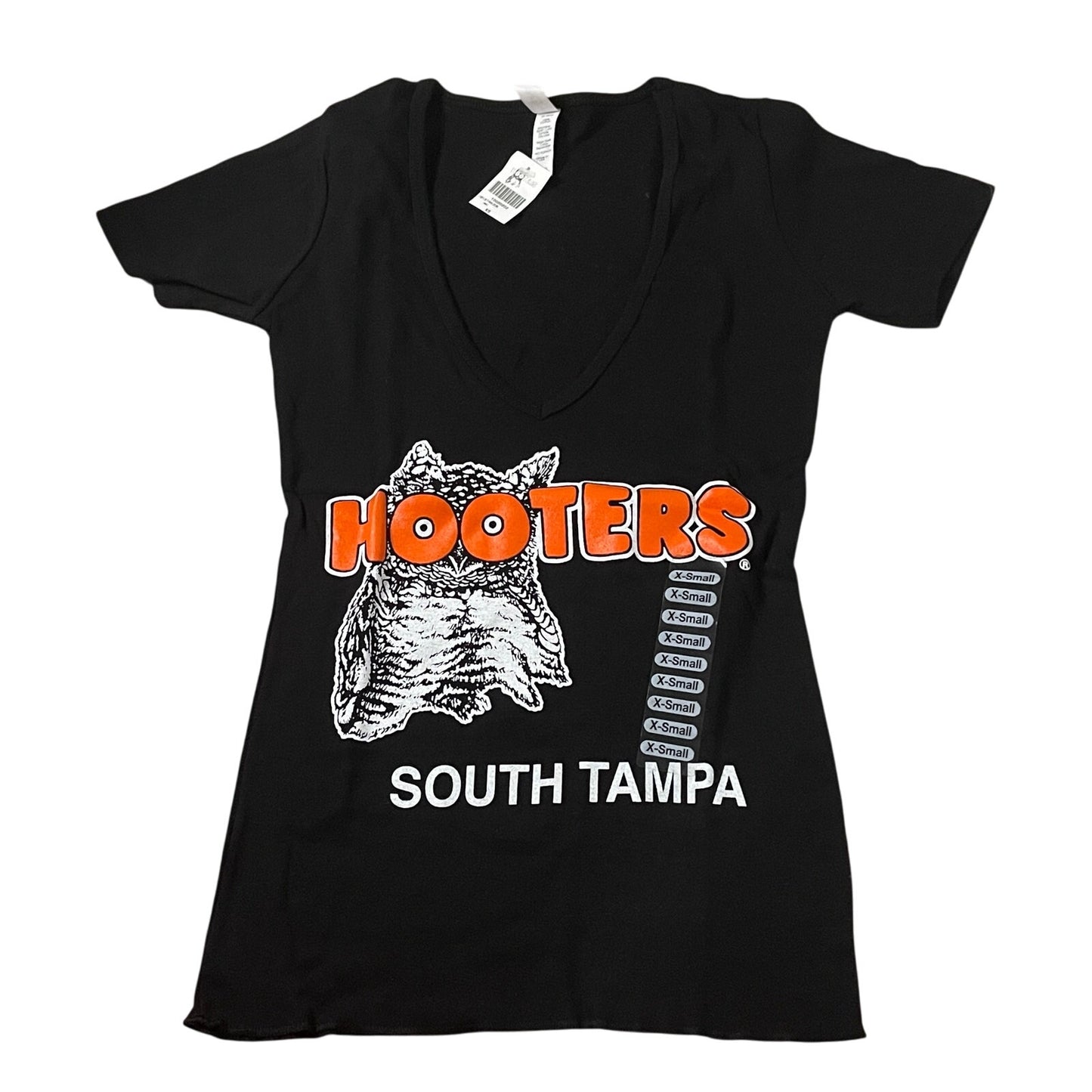 New Women’s Hooters Girl Uniform V-Neck t-shirt Shorts Scrunchie Socks & Pantyhose Size Xs/Xxs