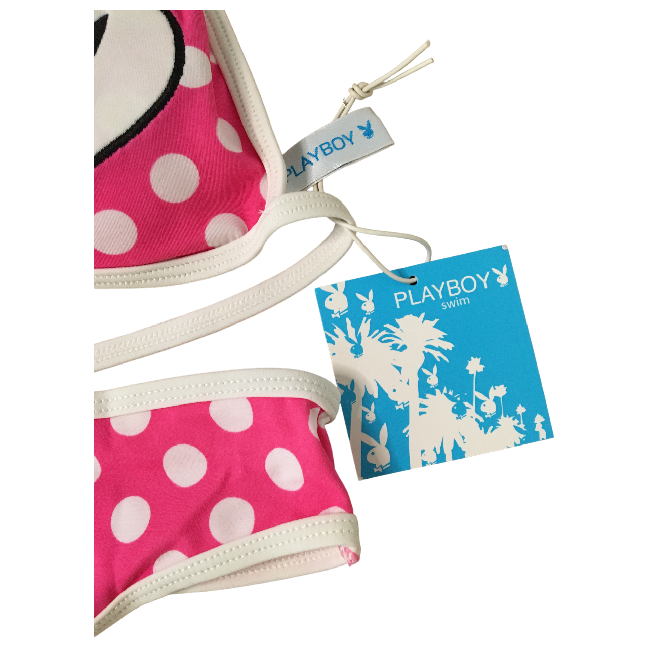 New Women's Rare Vintage 2pc Playboy Polka Dot Thong Bikini