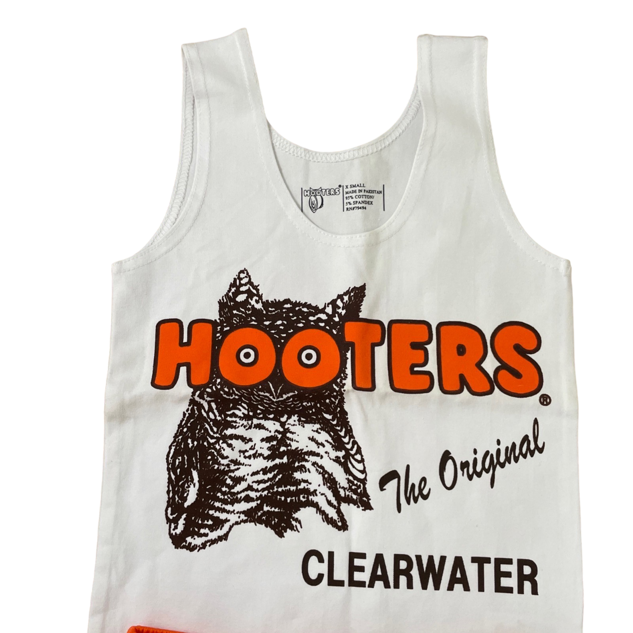 Hooters Women's Uniform Costume Tank Shorts Brown Pouch Tag
