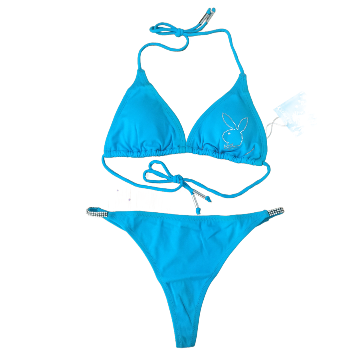 New Women's Rare Vintage Turquoise Playboy Thong Bikini