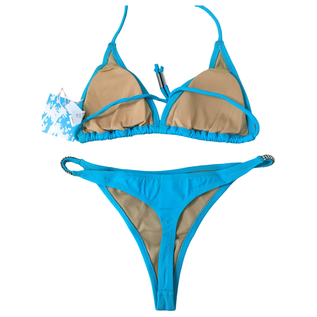New Women's Rare Vintage Turquoise Playboy Thong Bikini
