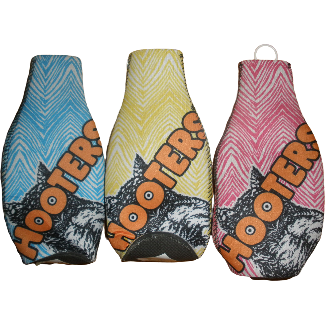 Hooters Zebra Print Bottle Koozies Assorted Colors