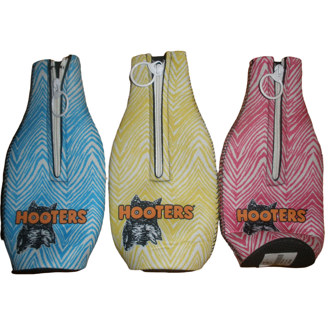 Hooters Zebra Print Bottle Koozies Assorted Colors