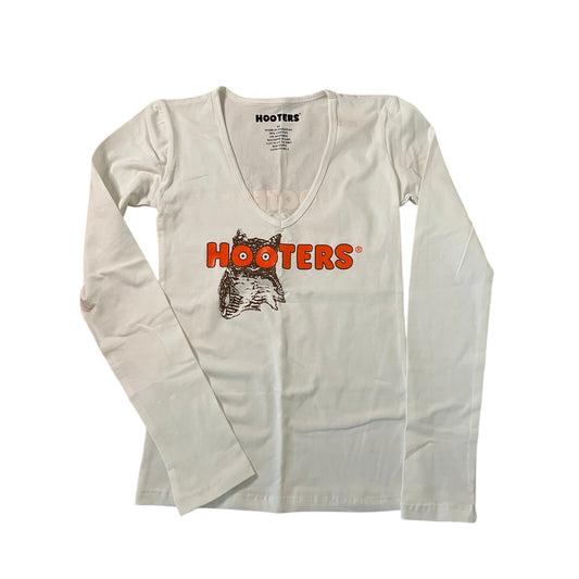 New Women’s Hooters Vintage Uniform V-Neck Long Sleeve T-shirt size Xs