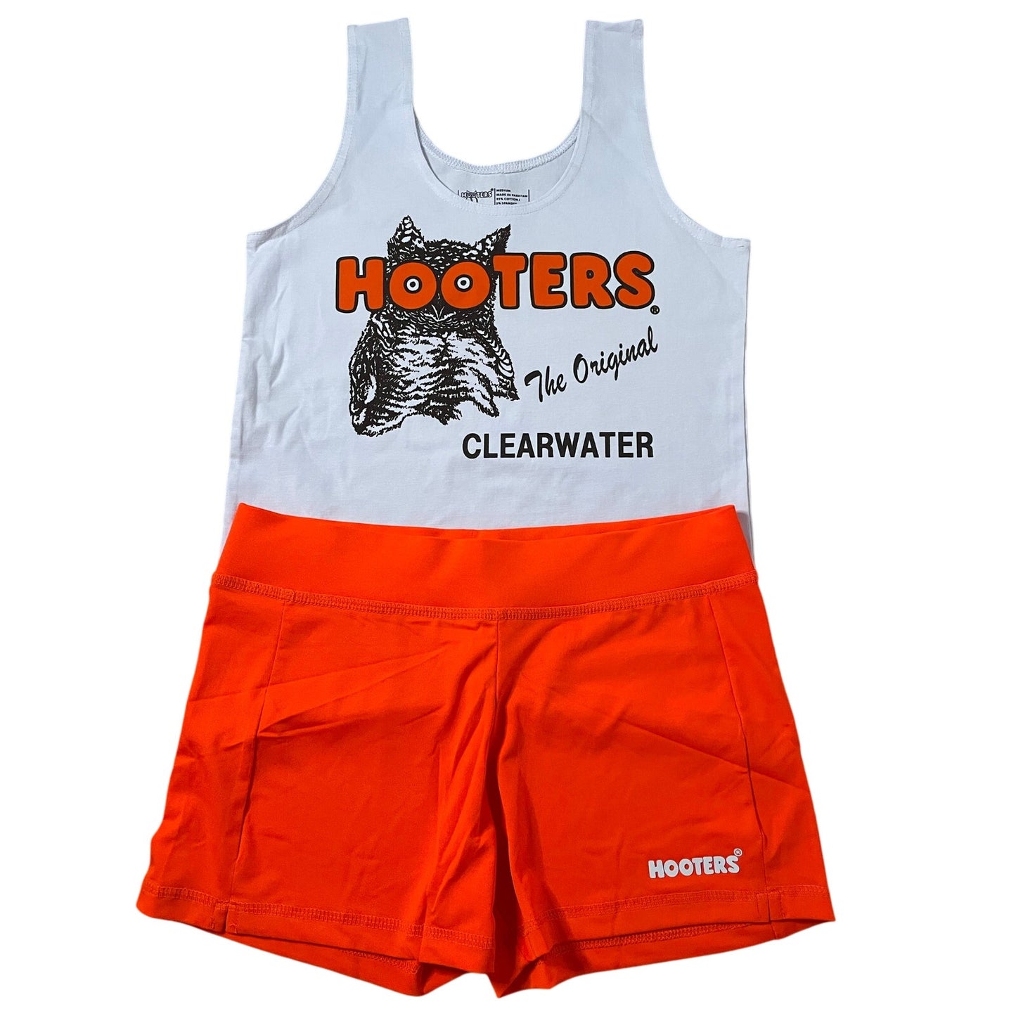New Women’s Hooters Girl Uniform Tank Shorts & Pouch from Clearwater Florida Size Medium