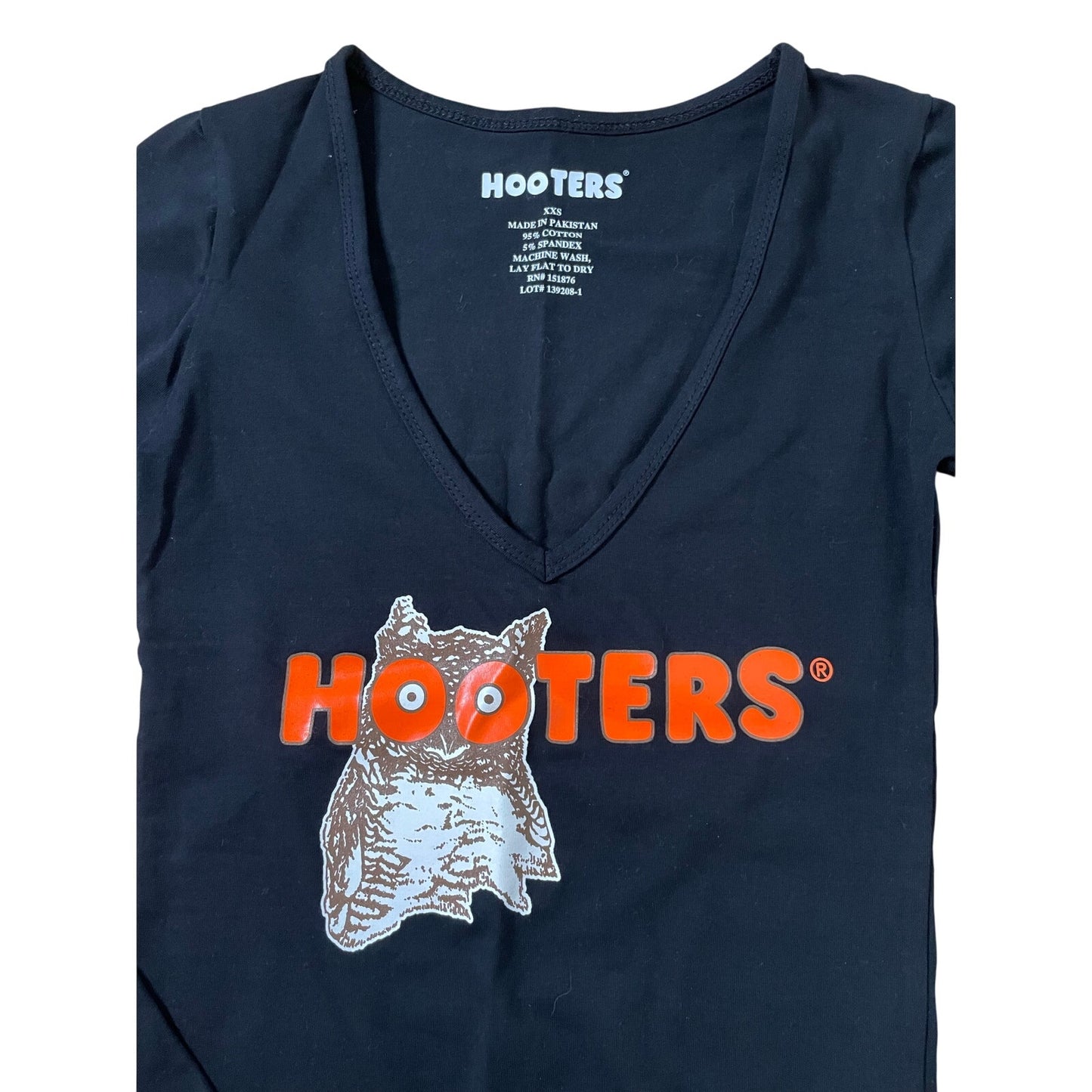 New Women’s Hooters Girl Rare Vintage Uniform Long Sleeve T shirt Black size Xxs