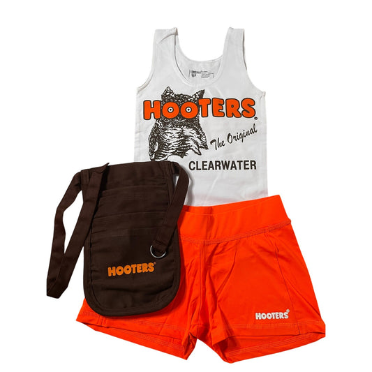 New Women’s Hooters Girl Uniform Tank Shorts & Pouch from Clearwater Florida Size Xs