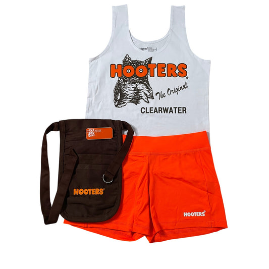 New Women’s Hooters Girl Uniform with Name tag Clearwater Florida Size Medium