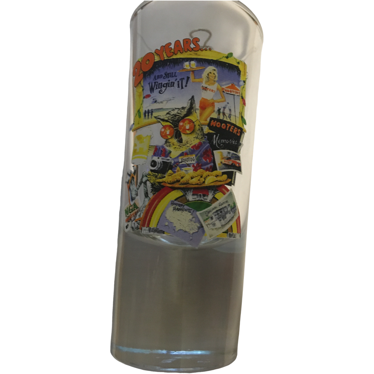 Hooters Vintage 20th Anniversary Heavy Tall Shot Glass