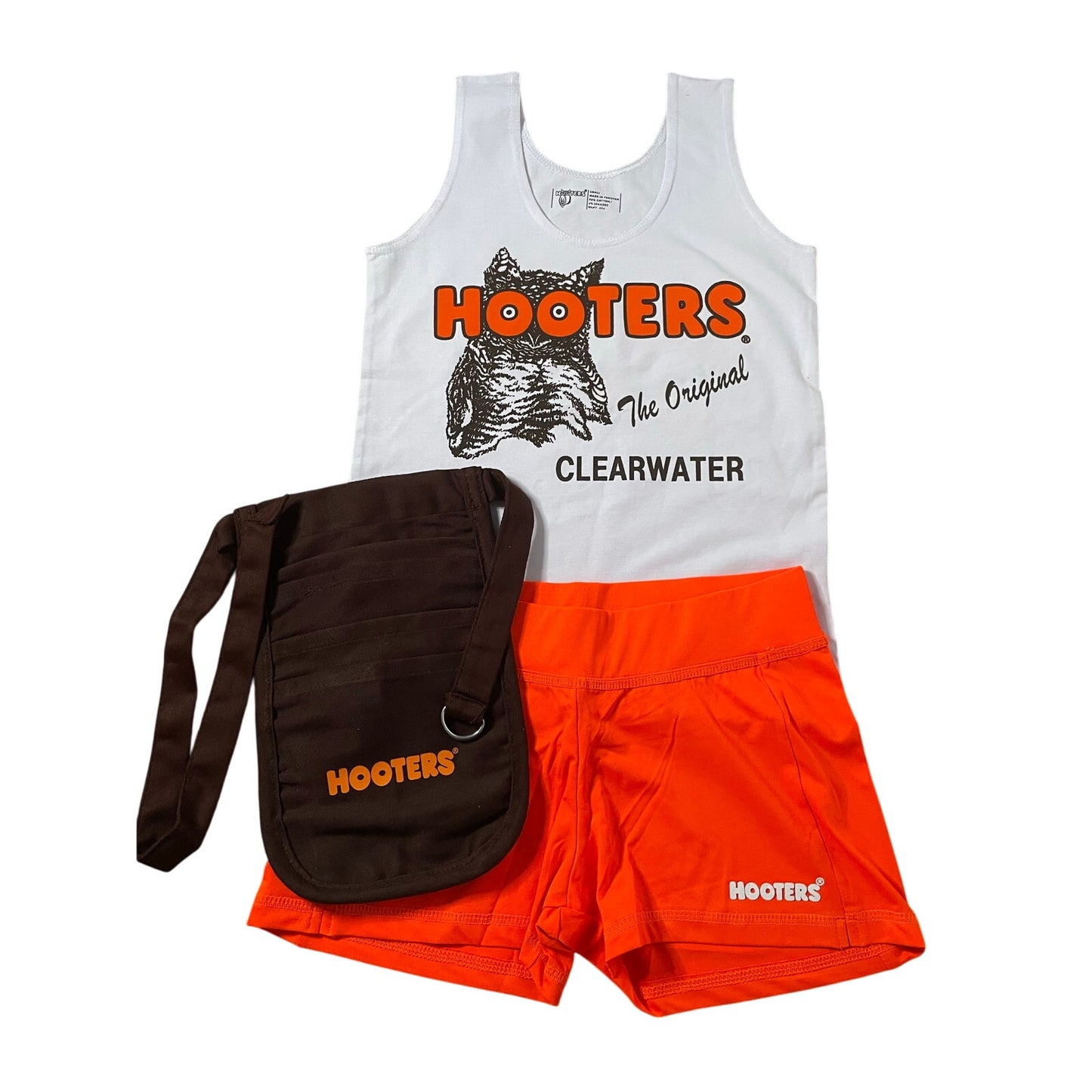 New Women’s Hooters Girl Uniform Tank Shorts & Pouch from Clearwater Florida Size Small