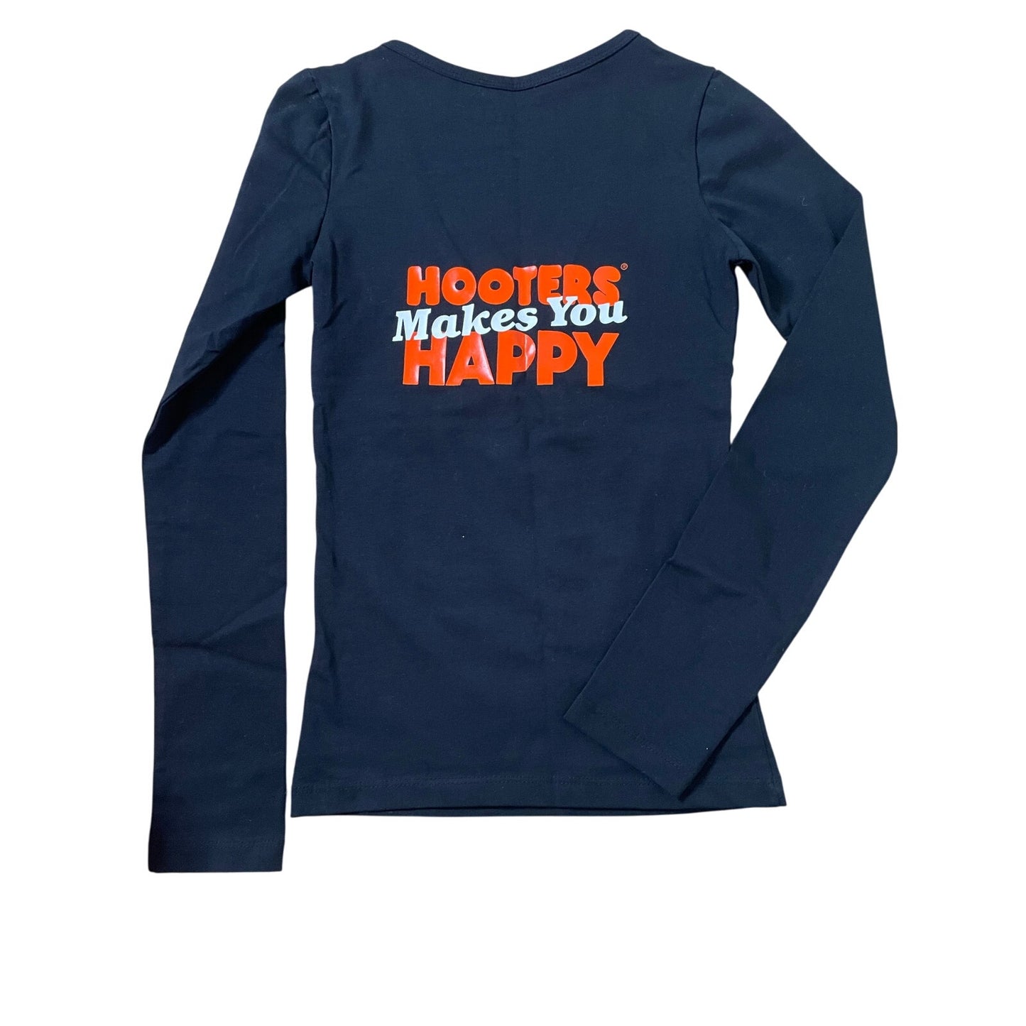 New Women’s Hooters Girl Rare Vintage Uniform Long Sleeve T shirt Black size Xxs