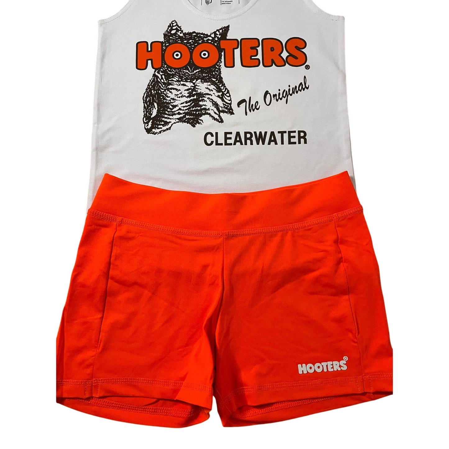 New Women’s Hooters Girl Uniform Tank Shorts & Pouch from Clearwater Florida Size Small
