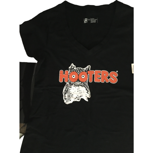 Hooters Women's Outfit Costume Black V-Neck T-Shirt Medium