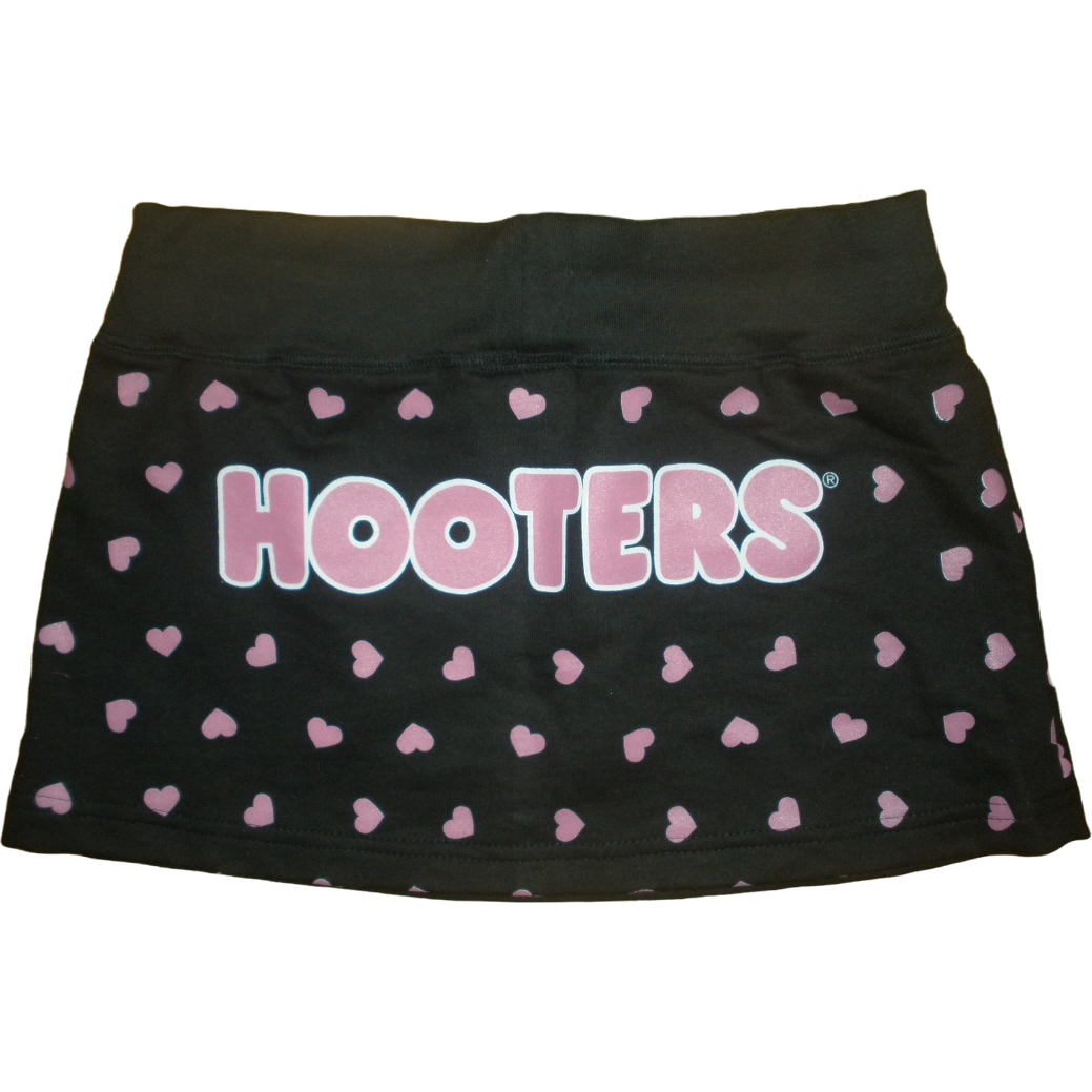 Hooters pink heart black skirt back